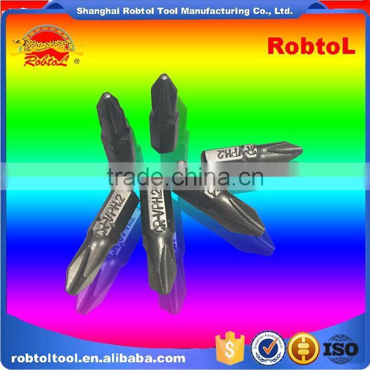 6.5*25mm magnetic head screwdriver bits hex shank S2 steel PH1 PH2 electric air pneumatic