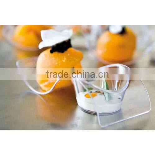 12 Plastic Small Curved Dishes - - - - -party dessert cocktail clear holder pack