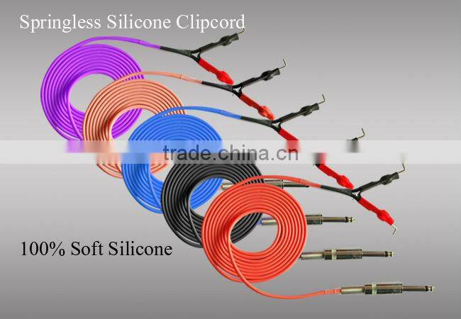 5 Colors 2.4M 8ft Silicone FLEXIBLE Plug Clip Cord For Tattoo Machine Gun