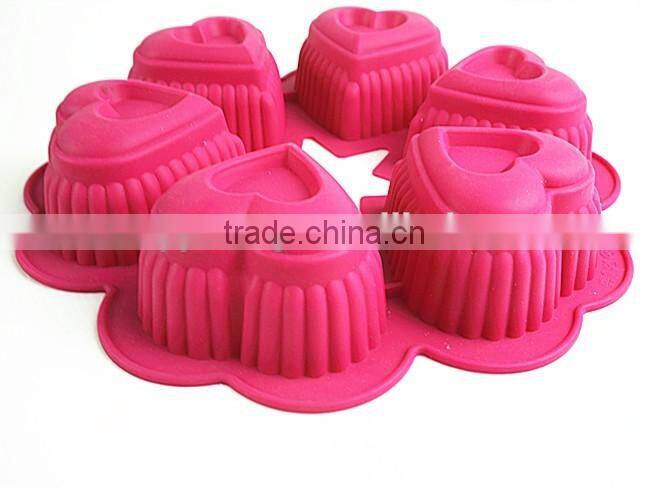 11052 Six Holes Heart Shaped Cake Mould Silicone Mould