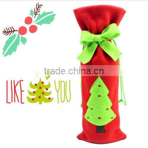 2016 new cheap Christmas Decorations Red Santa Tree Wine Bottle Cover Bags Dinner Party Gift
