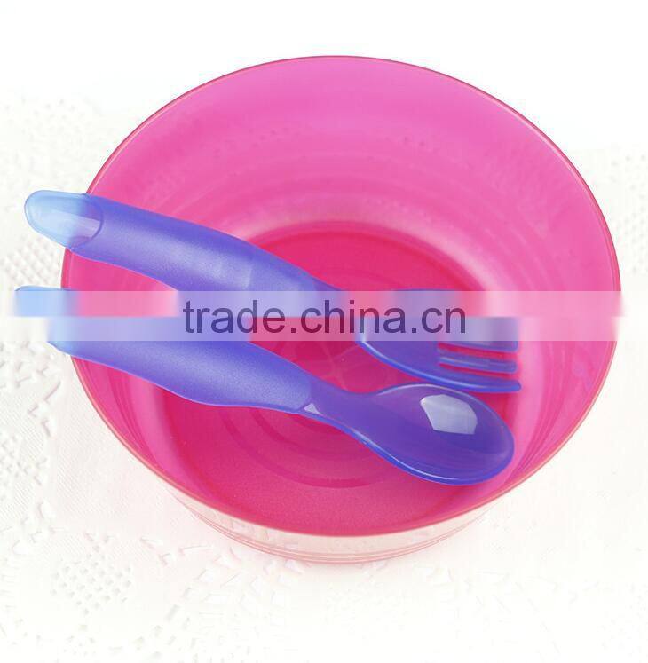 Factory sale soft PP baby spoon with fork baby spoon Tableware set