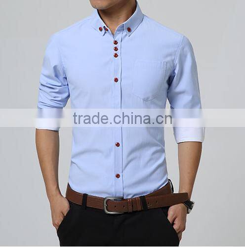 2016 New Fashion Men Shirt Long Sleeve Slim Fit Solid Color High Quality Dress Shirts