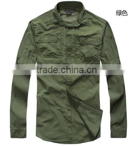 Coolmax Mens long sleeve quick dry outdoor fishing shirts UV-protection shirts