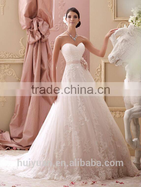 latest pink high quality lace sleeveless designer bridal gowns robe de mairage