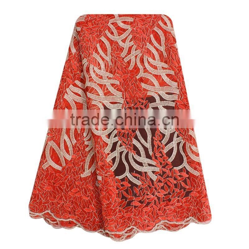 Nigeria Design Wedding Dress Tulle Lace Fabric FL0171