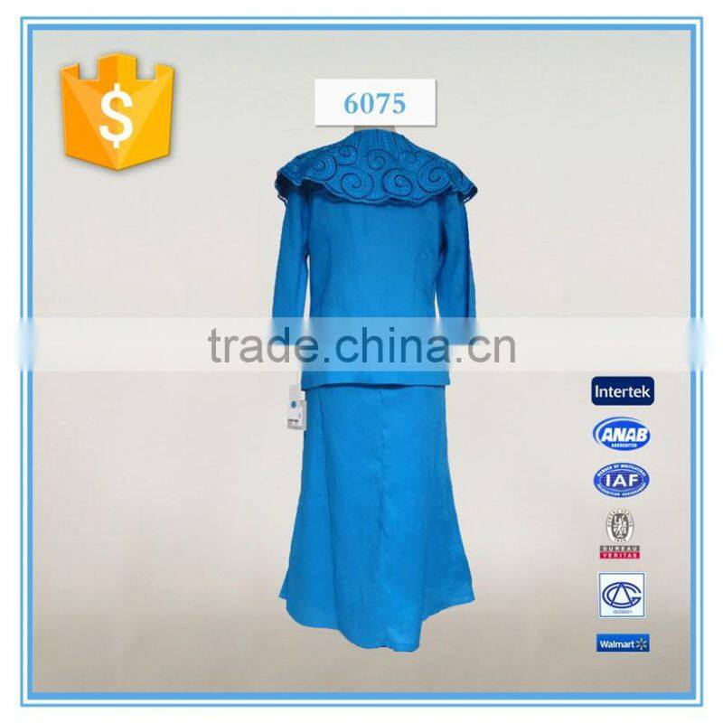 Women jacket and skirt embroidery wholesale church suit