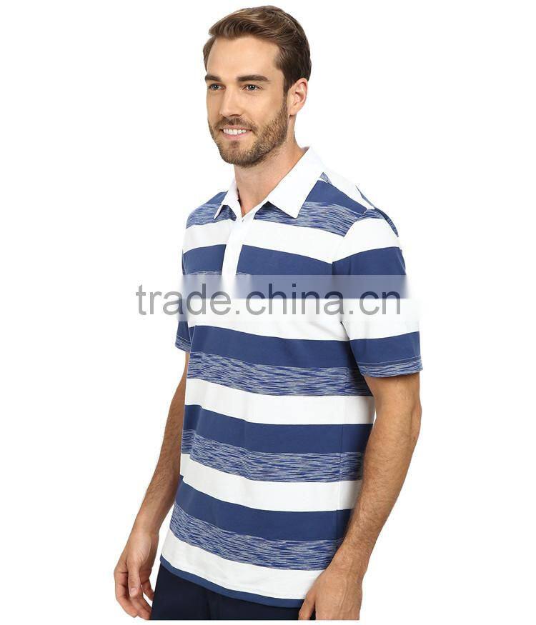 Custom cheap blue striped polo shirts for mens slim fit