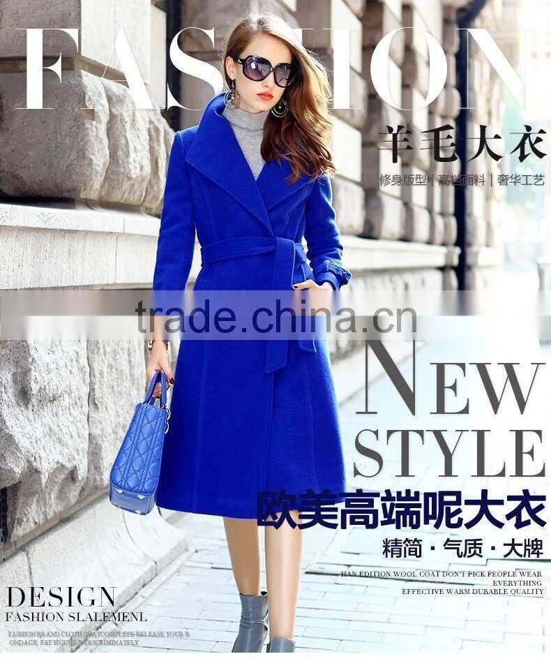 100% hand made cool blue winter women coat
