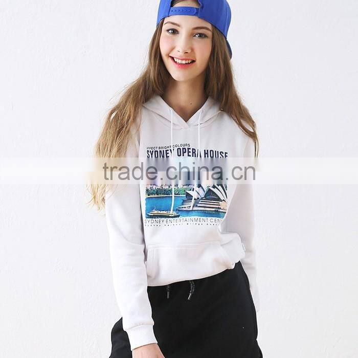 Fashion print casual white girls hoodies