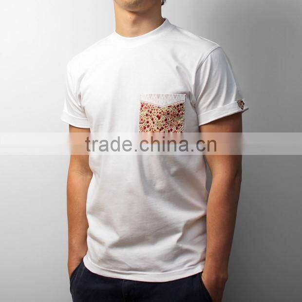 custom men short sleeve cotton t shirt with printed pocket Wholesale