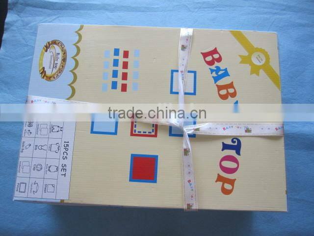 Newest Style Organic Newborn Baby Clothes 15pcs Gift Set Baby Girl Clothes