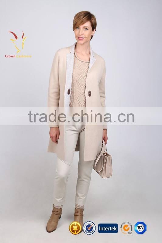 Women European Cashmere Wool Long Winter White Coats