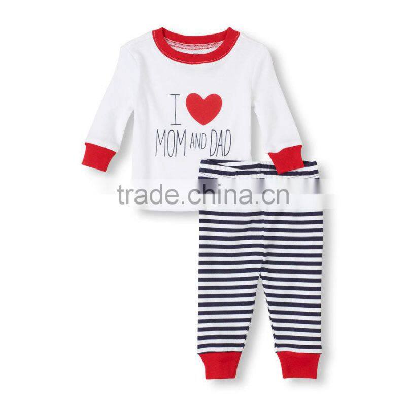 INFANT I LOVE MOM AND DAD PRINTED PAJAMA SET