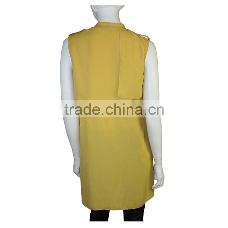 2014-2015 new design dress shirt custom made summer dress lady yellow style