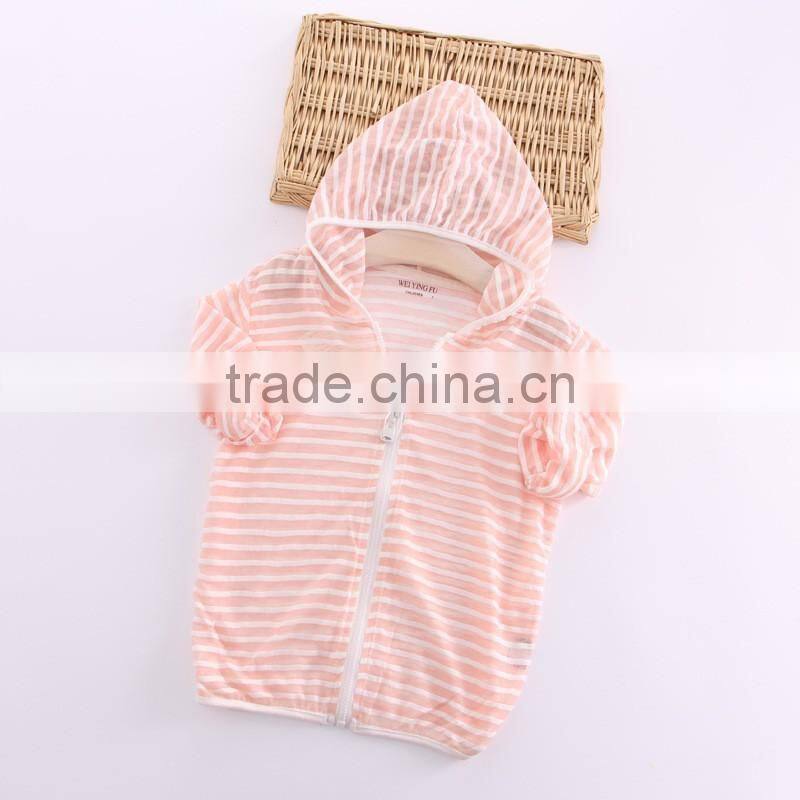 2016 Unique Air-conditioned Shirt Unisex Stripe Sunscreen Clothing Kids Spring Zipper Coat