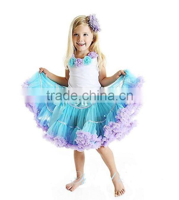 Fashion Pink with light purple Trim Nylon Chiffon Petti skirt for girls,baby Toddler Pettiskirt