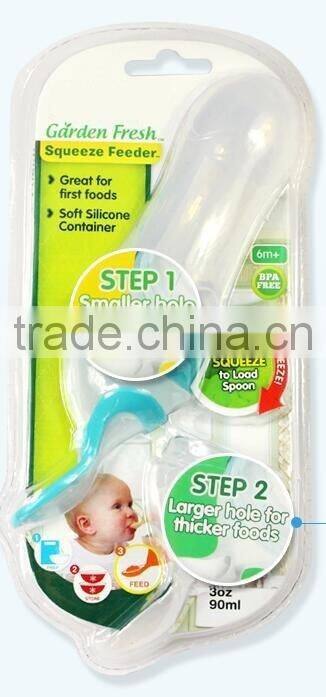 baby feeding bottle with spoon/squeeze feeder/Baby Silicone Squeeze Spoon