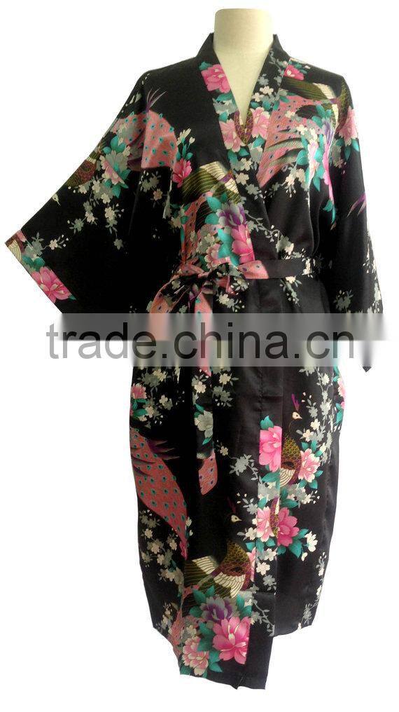 Silk sexy kimono Women Robe Gown Bathrobe Sleepwear SW019