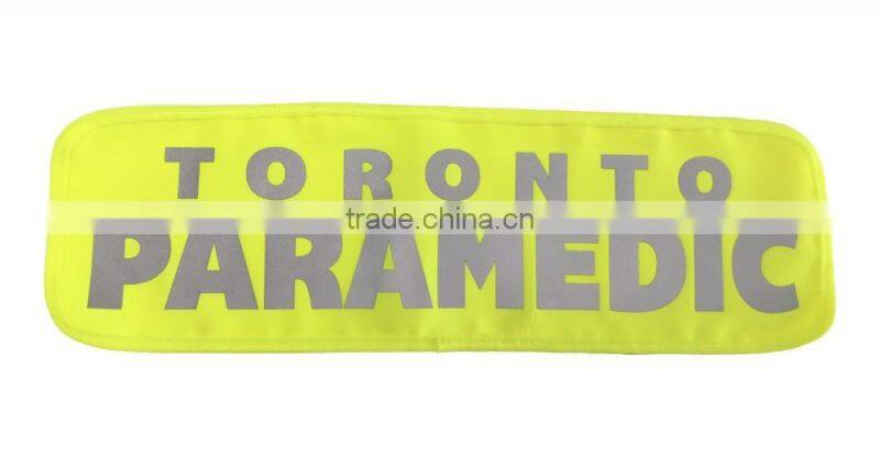 Heat transfer printed reflective logo on patch which used on safety clothing