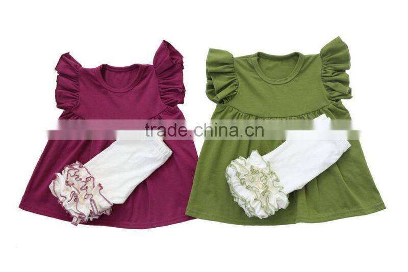 Boutique Clothes Children Dress Sets 2pcs Cute Girls same color serge Clothing Set cotton print outfit