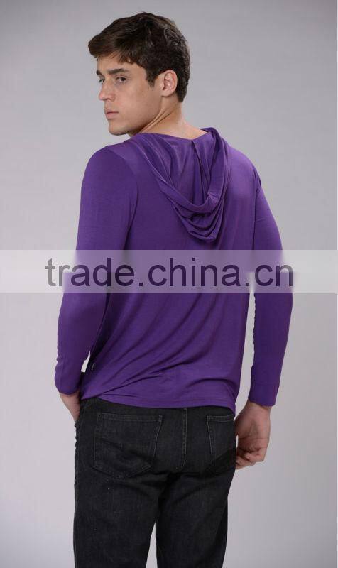 OEM fashion blank heavy bamboo hoodie t shirt / 95% bamboo 5% spandex blank t shirt T13333