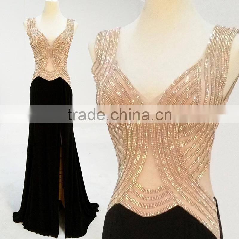 New fashion evening dress long summer dance show catwalk show host dress for sexy woman