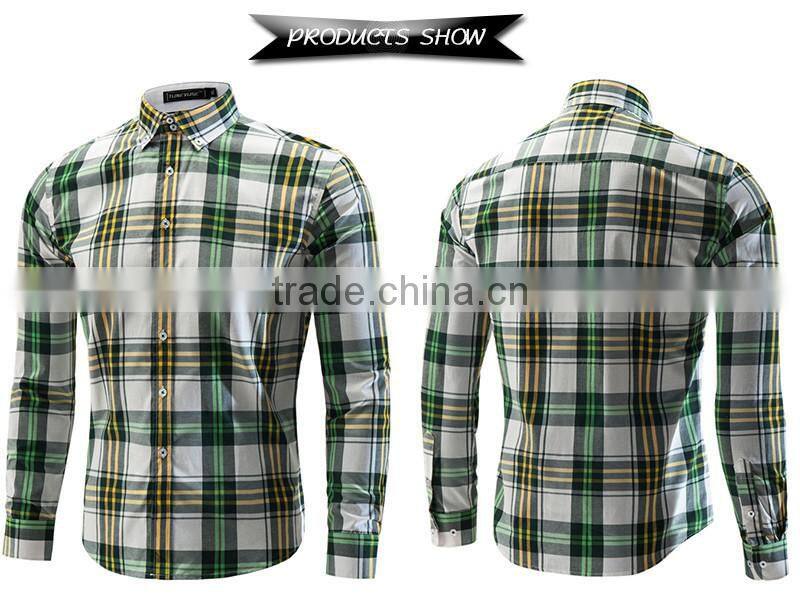 New product 2016 European fashion 100% cotton yarn dyed plaid shirt wholesale men's clothing