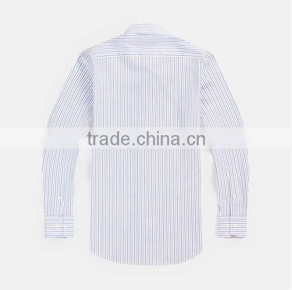 100% cotton classic fit stripe long sleeve mens shirt pocket style for oem
