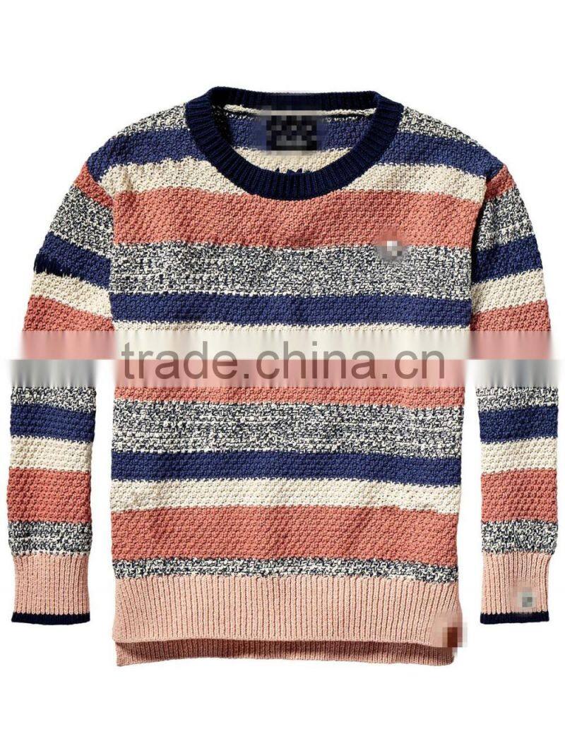 Stripe Crew Neck Boys Pullover Sweater Design