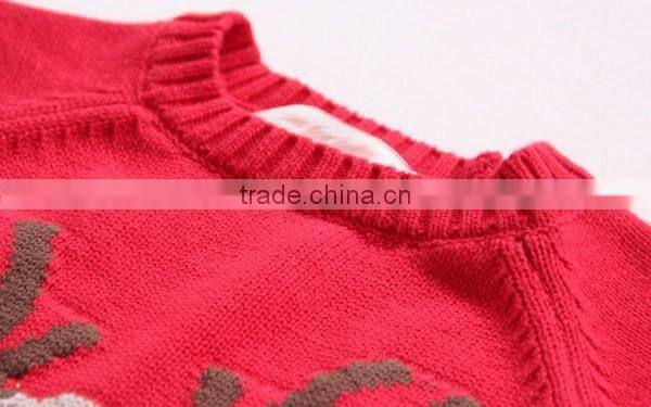 Popular Deer Deisgn Red Christmas Sweater Custom Knitting Patterns Christmas Pullover