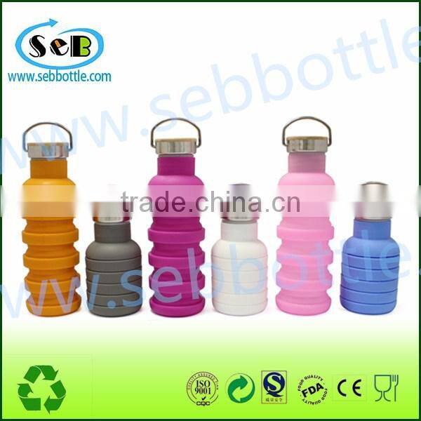high quality custom non spill collapsible silicone bottle