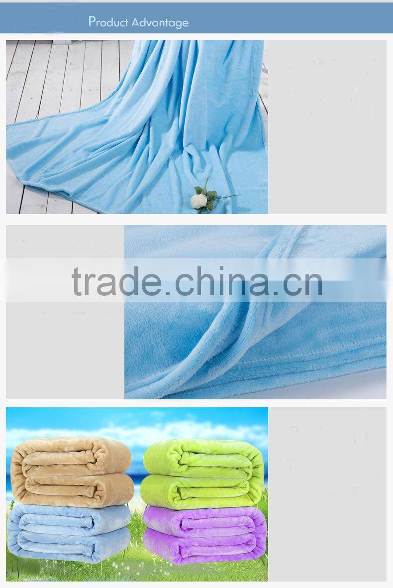 Hot Sale Warm Thick Cozy Soft Wholesale Made in China 100% Polyester Fleece Throw Bedding Set Solid Flannel Blanket