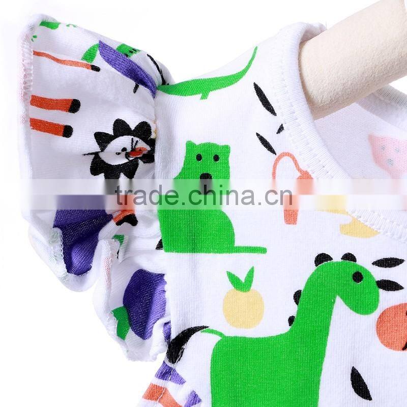 Colorful animal print baby frock design pictures flutter cap sleeve children girl dress M6050508