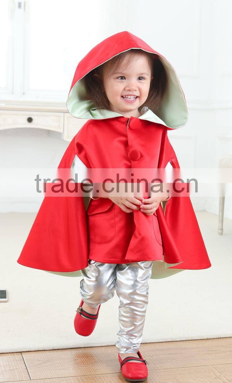 High fashion boutique clothing baby cape latest hooded satin cape for girls
