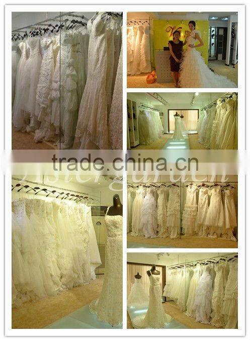A-line Wedding Dress Open Back Floor-length Strapless Lace Tulle with Lace bridal gown P001