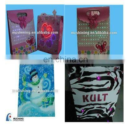 LED light up customized Christmas gift bags with fiber optic