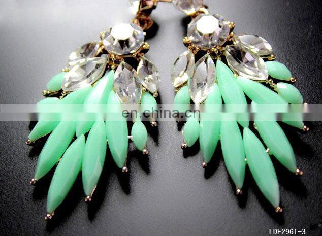 Fashionable exquisite occident mint green crystal earring stud
