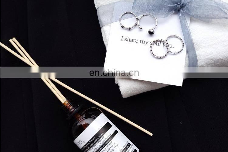 4PCS/Set Fashion Jewelry Black Bead Ripple Hollow Silver Rings For Women Knuckle Joint Ring Set