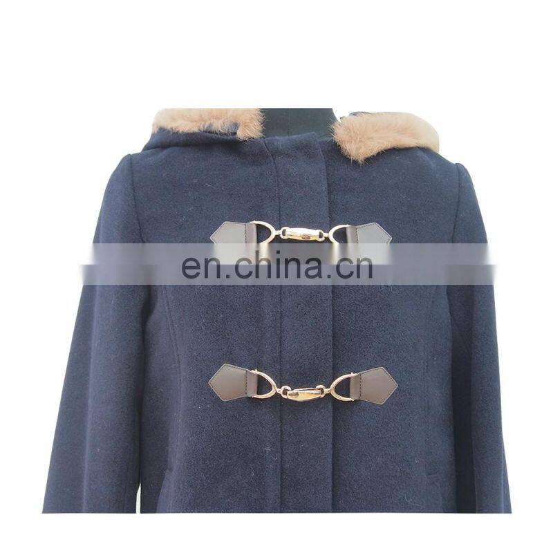 women short style winter wool coat with horn button