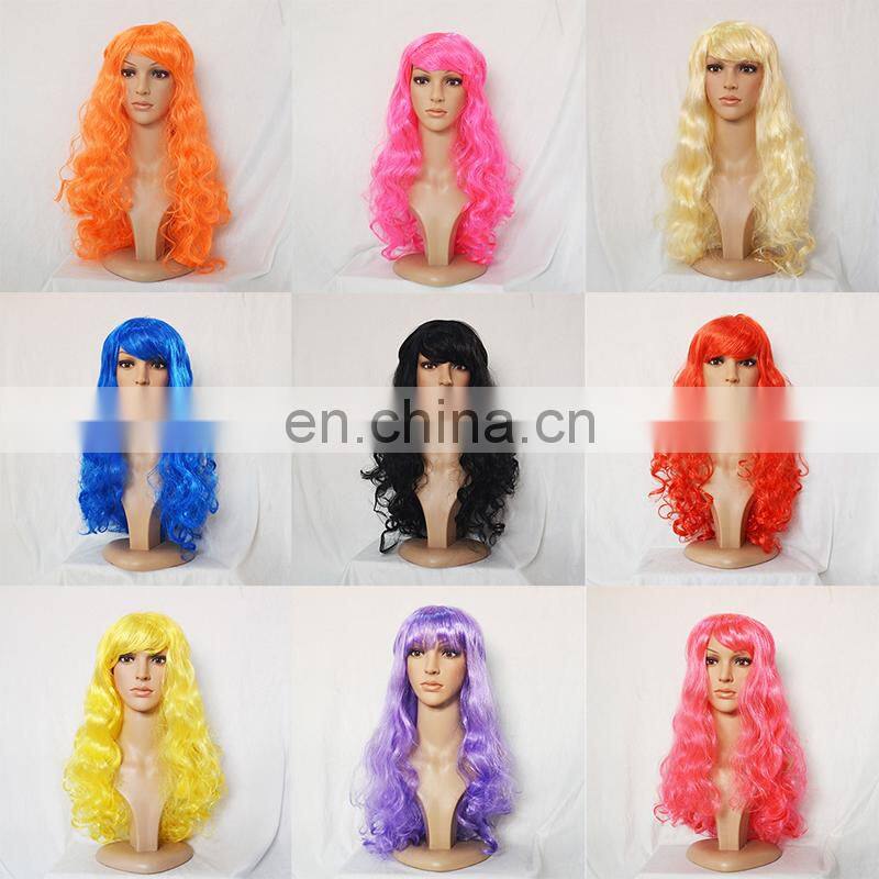 MCW-0427 Party Masquerade synthetic short women Hot curly yellow blue pink wig
