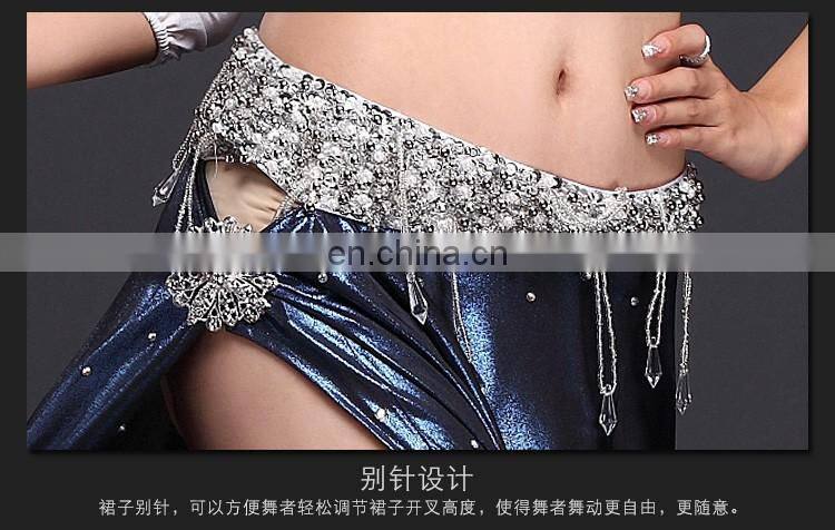 High-grade 5pcs hot stamping ice silk bellydance costume with handmade bell