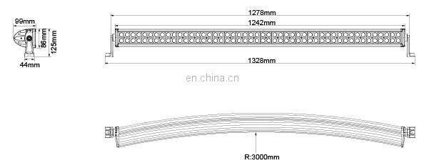 288W 4x4 curve led light bar 50 inch for raptor off-road