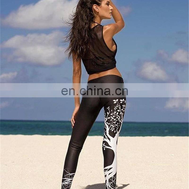 3D Printed Leggings Women Push Up High Waist Digital Tree Print Slim Polyester Harajuku Legging