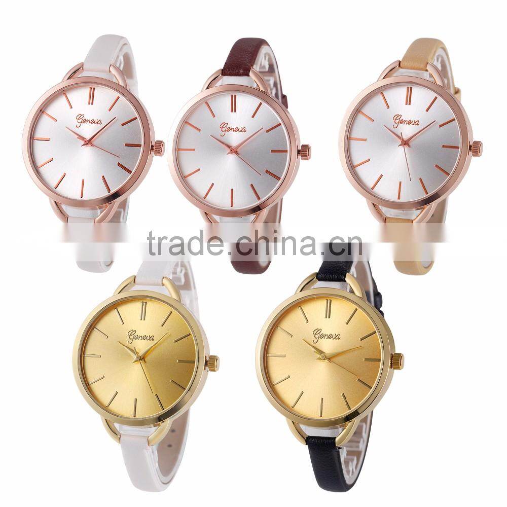 Small size strap band geneva lady leather watch wrist watch