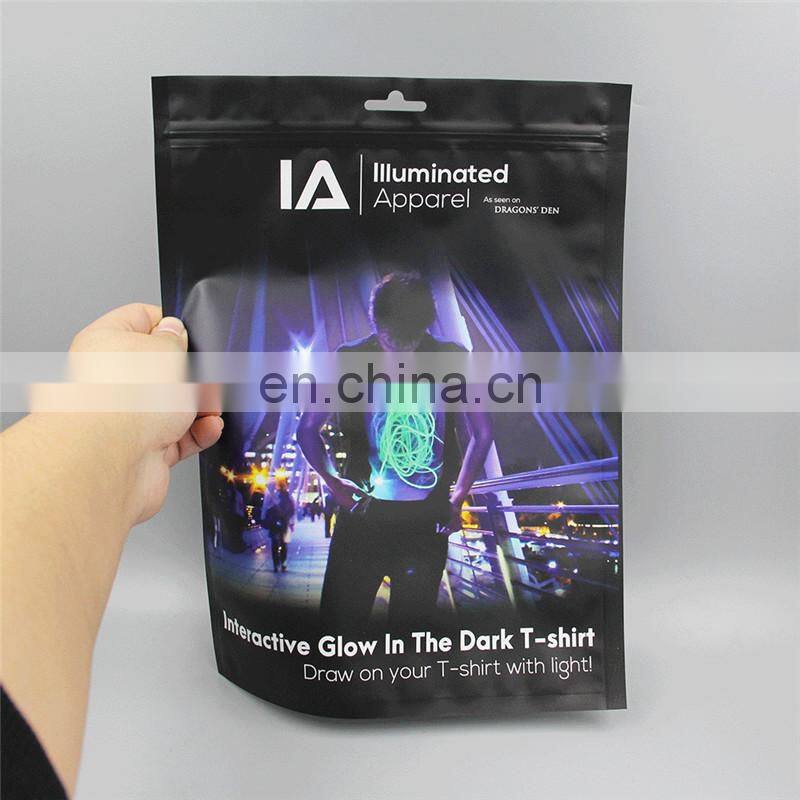 Custom printing with Logo stand up Clothing plastic Bags slider zipper bags