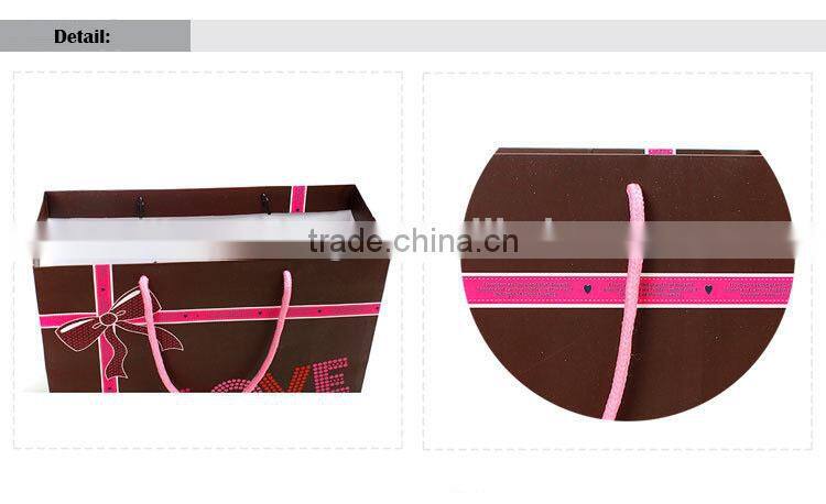 coffee color with UV printing gift paper bag/paper shopping bag