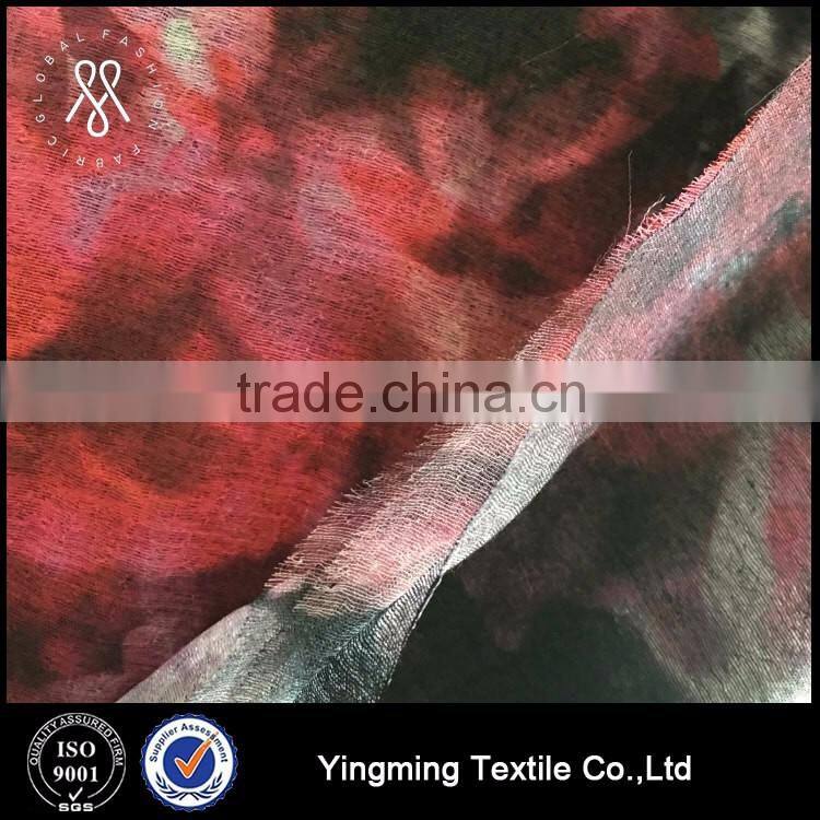 Wholesale 3 layer Printed rayon linen Fabric for fashion garments,dress,skirt,wedding