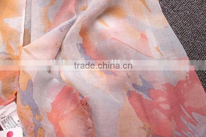 Bohemia Style Colorful Ink Painting Flower Print Women Fashions Scarf