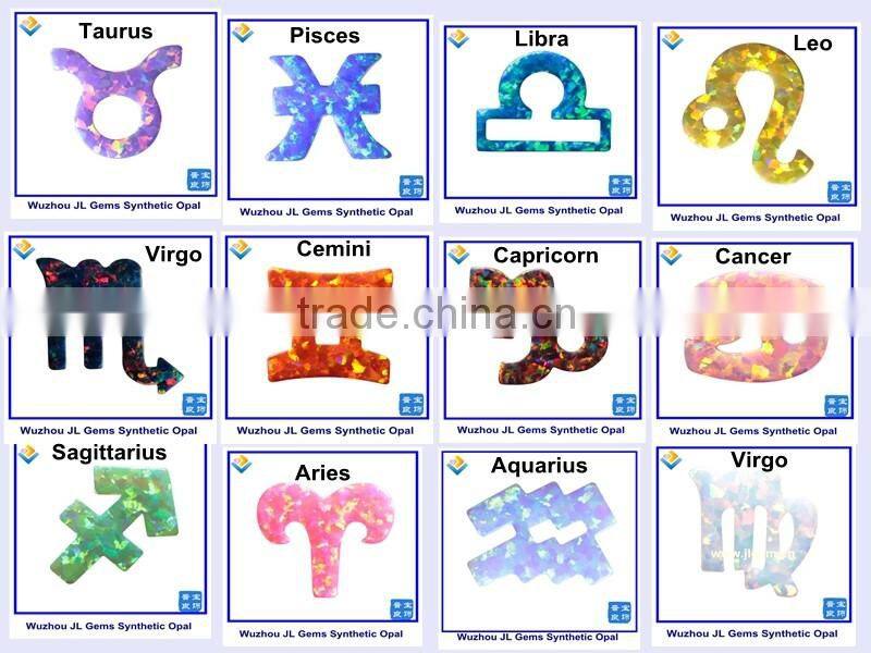 Hot Sales Aquarius Fire White/Blue Opal 78 Colors Optional Gemstone With 12 Horoscope Synthetic Opal